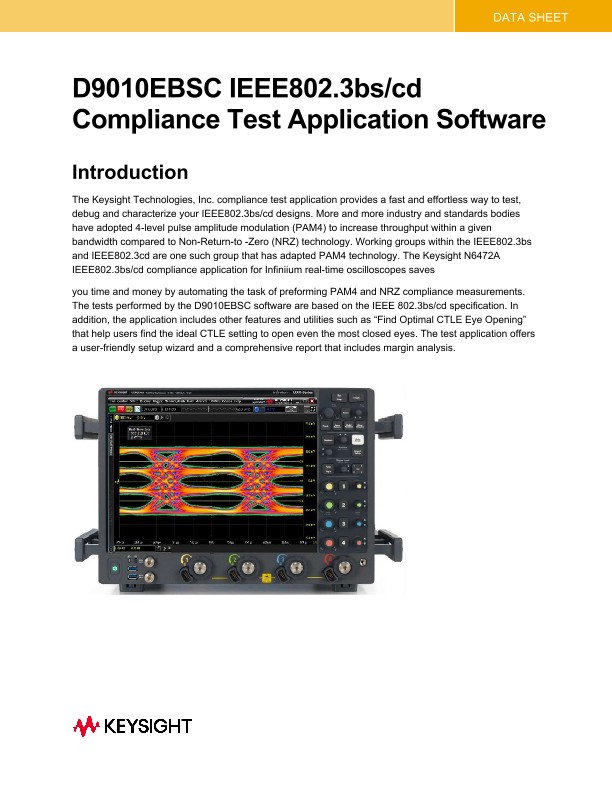 IEEE802.3bs/cd Compliance Test Application Software | Keysight